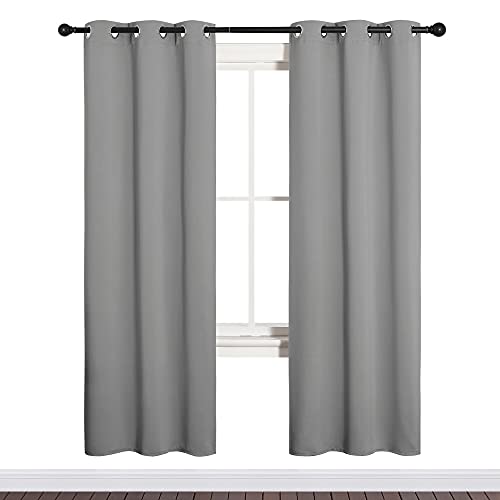 NICETOWN Silver Grey Blackout Curtains 34x72 inch - 2 Panel Grommet Set