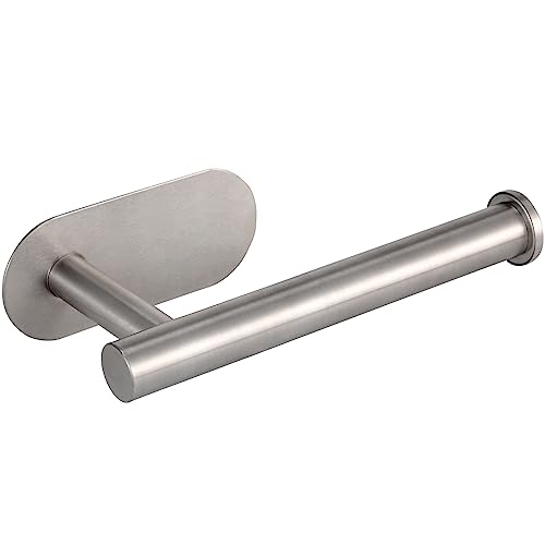 Self-Adhesive Toilet Paper Holder - Eolax Brushed Nickel, No Drilling