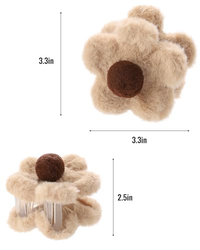 Secroma 6PCS Plush Hair Claw Clips Fuzzy Bow Flower Non-Slip Small Claws