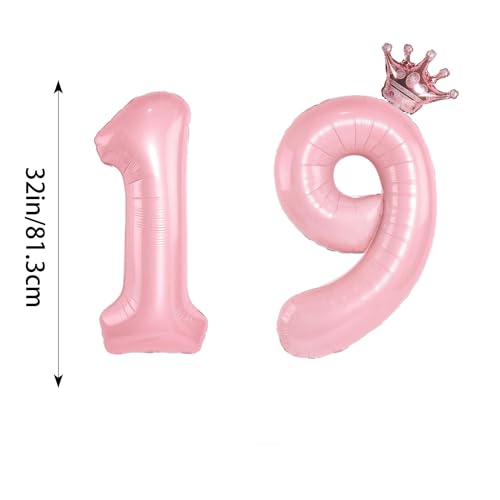 Rose Gold Crown 19 Balloon Set for 19th Birthday & Celebrations