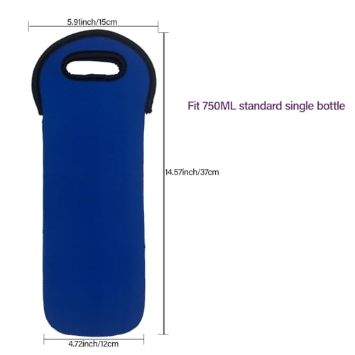 Bituinra Blue Neoprene Wine Bottle Bag - Tote & Cooler for Drinks