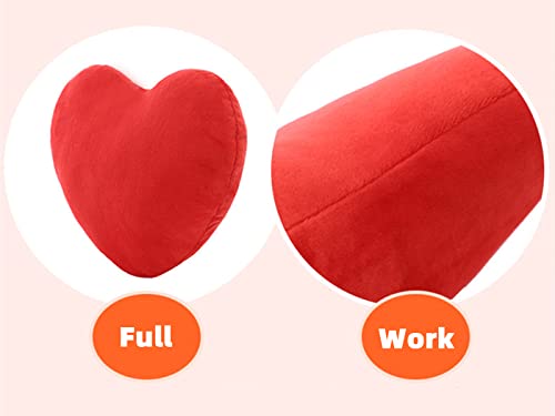 Red Heart-Shaped Plush Throw Pillow - Soft Decorative Cushion 30x38cm