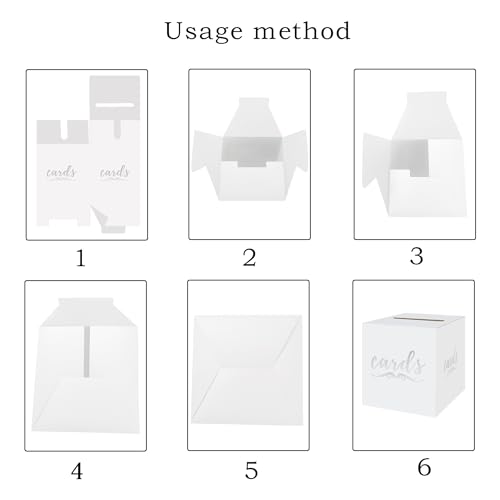 Silver Wedding Card Box - 8.7"x8.7" Cardboard Holder for Events