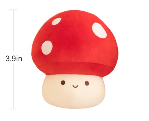 Cute Mushroom Throw Pillow - 3.9in Khaki Soft Decorative Plush Cushion