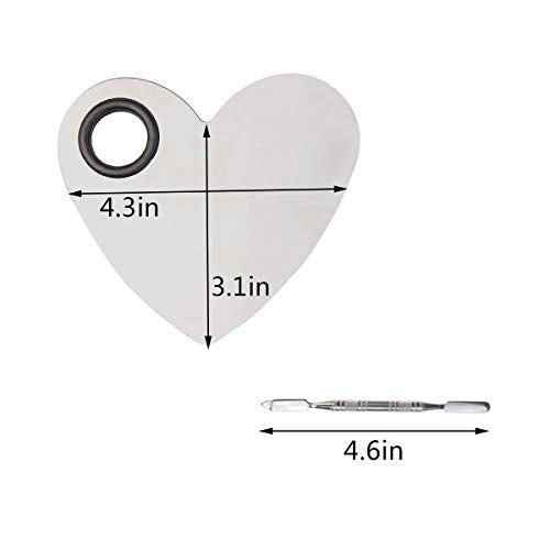 obmwang Stainless Steel Heart Shaped Makeup Palette and Spatula Set