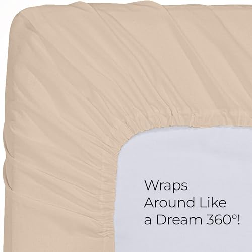Twin Fitted Sheet 2 Pack, 15 Inch Deep Pocket, Beige