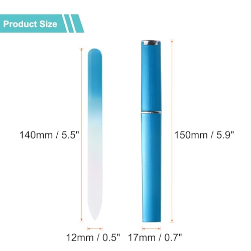 HARFINGTON Glass Nail File with Case 280 Grit Double Sided Blue