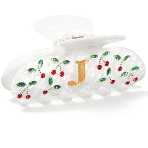 CHLINS Initial Cherry Hair Claw Clip – Rhinestone Monogram Letter J