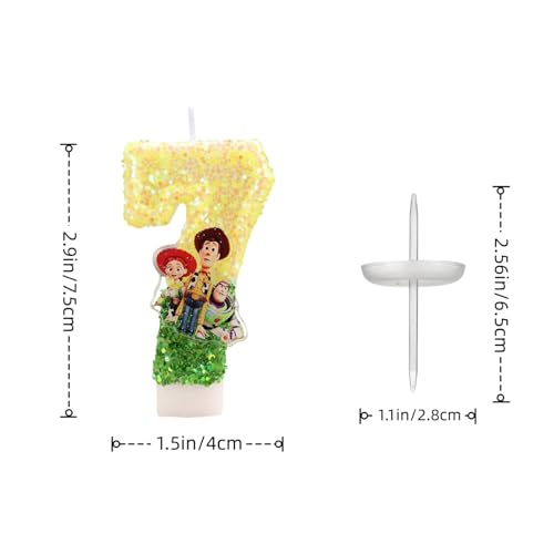 Cartoon Birthday Number 7 Candle - Toy Theme Cake Decoration