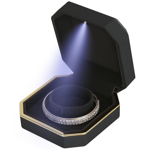 Luxury Black LED Jewelry Bracelet Gift Box with Velvet Lining
