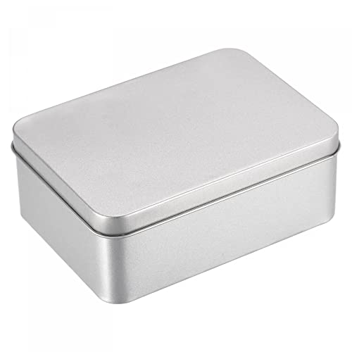 uxcell Rectangular Tin Box 4.92" x 3.54" x 1.89" for Storage & Organization