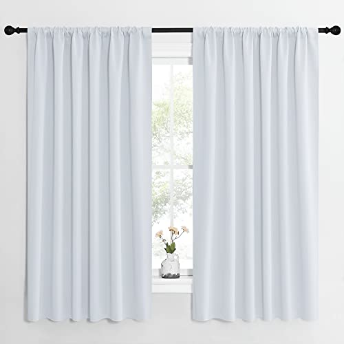 NICETOWN Thermal Insulated Room Darkening Curtains - Greyish White, 62"W x 63"L (Pack of 2)