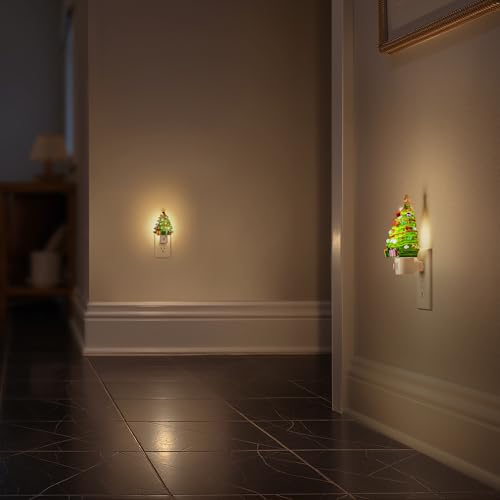 Warm Christmas Tree Night Light - 2 Pack Plug-In Holiday Decor