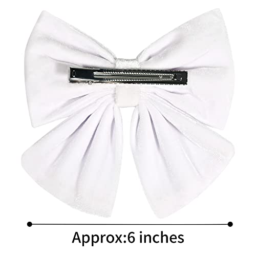 Velvet Hair Bows Girls 6" 2PCS Big White Fall bow Alligator Clips for