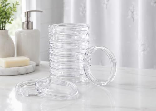 Transparent Shower Curtain Rings - 12 Durable Plastic Hooks