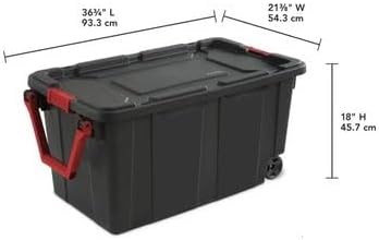 40 Gallon Wheeled Industrial Tote - Durable Black Plastic Storage Bin | Set of 2