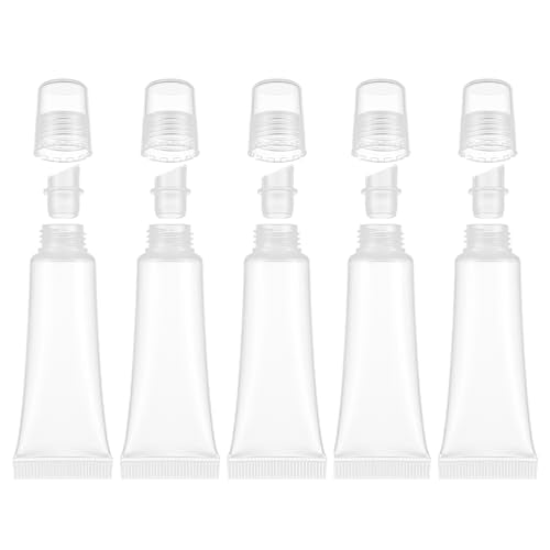 Chedin Empty Lip Gloss Tubes 10ml - Refillable Squeeze Containers 5 Pack
