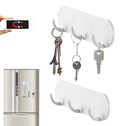 Kwude 2-Pack Magnetic Key Holder Hooks for Refrigerator and Metal Surfaces