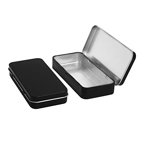 Gere 4-Pack Black Metal Rectangular Hinged Tin Boxes for Storage