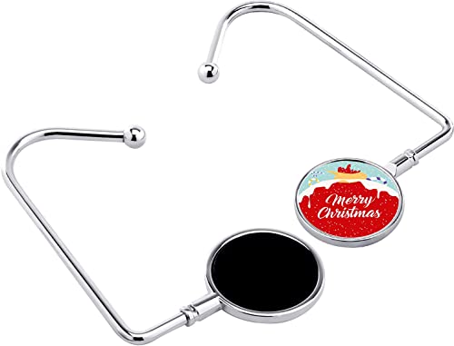 Silver Christmas Stocking Holders Set of 4 Mantel Hooks with Figurines