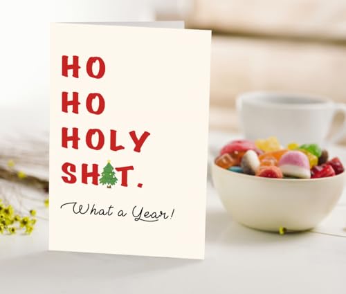 Funny Christmas Card - Holy Shit, What a Year! 5.3" x 8"