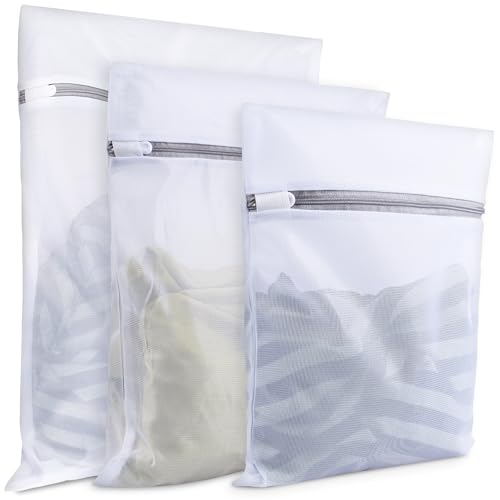 VUEKYN Fine Mesh Laundry Bags for Delicates 3-Pack - Assorted Sizes, Durable Garment Wash Bags