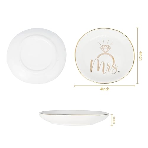Mrs Ceramic Jewelry Trinket Dish Tray - Elegant Ring & Necklace Holder