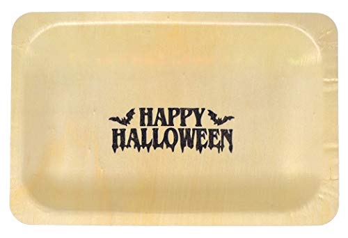 7" Happy Halloween Disposable Wooden Plates - Pack of 25