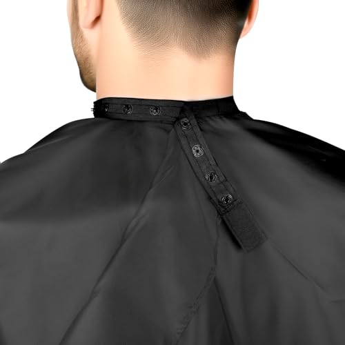 Professional Hair Cutting Cape with Adjustable Snap Closure Black 57" x 51"