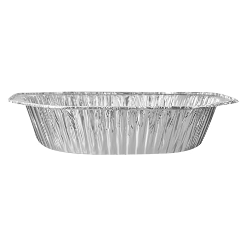 Foil Lux 17.6 x 14 x 3.1 Inch Oval Roasting Pans, 50 Oven-Ready Foil Pans - Freezable, Heavy-Duty, Aluminum Foil Disposable Baking Pans, For Cooking Turkey, Chicken, And More - Restaurantware