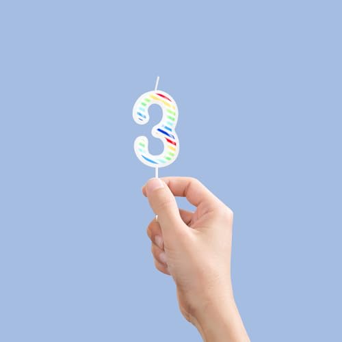 Rainbow Stripes Number 1 Birthday Candle - 2.4 Inch Multicolor