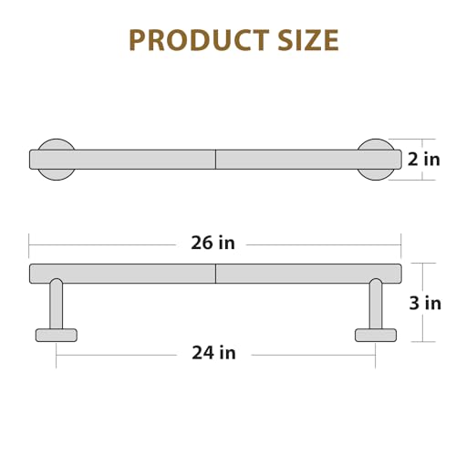 Luxbaro 26 Inch Matte Black Towel Bar - Rust-Resistant Steel