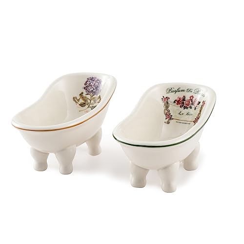 Little World Retro Ceramic Bathtub Soap Dish - 2PCS Self-Draining Holder