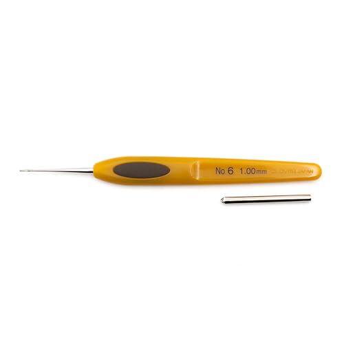 Clover Soft Touch Steel Crochet Hook - 1.00mm Ergonomic Crafting Tool