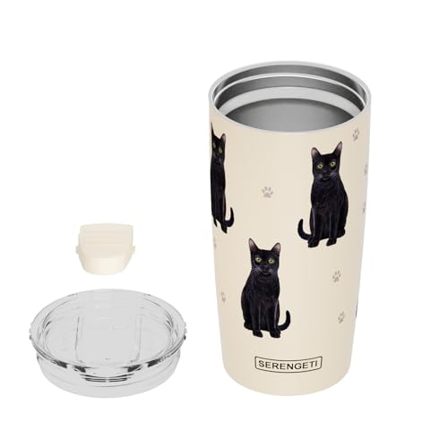 Black Cat Travel Mug - 20oz Stainless Steel Insulated Tumbler with Spill Proof Lid