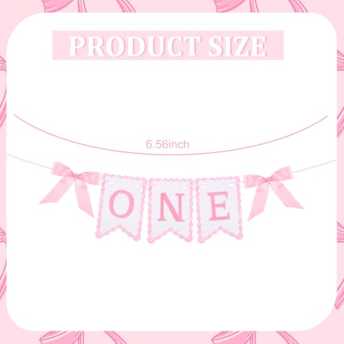 Pink Bow High Chair Banner for Baby Girl's 1st Birthday Celebration