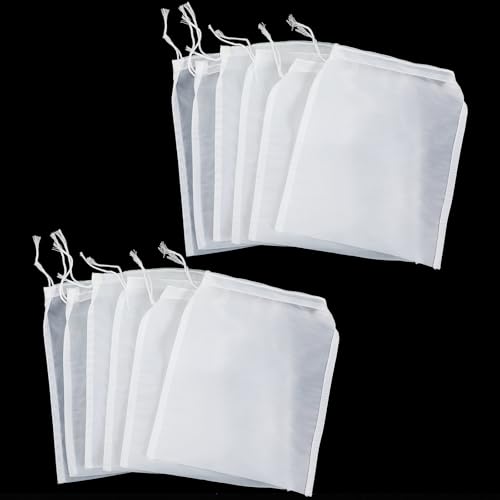 12 Pack Nylon Straining Bags for Juicing, Nut Milk & Wine