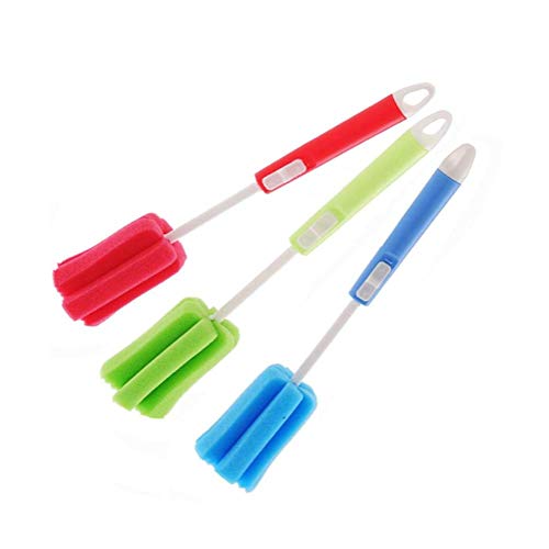 3-Piece Adjustable Sponge Bottle Brush Set for Mugs, Glasses, and Bottles