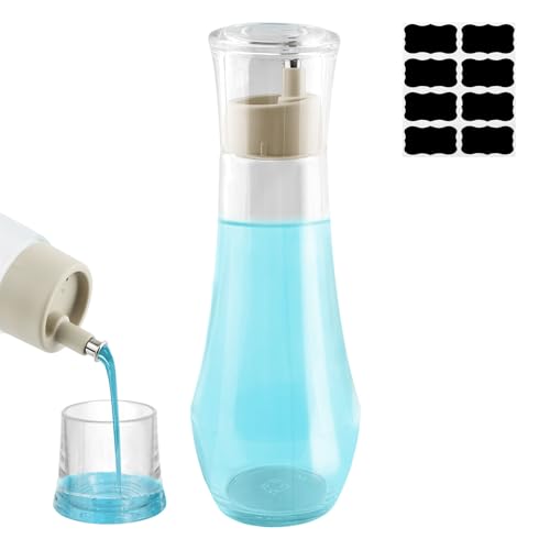 Ranjaner 8.8oz Glass Mouthwash Dispenser with Pour Spout and Cup