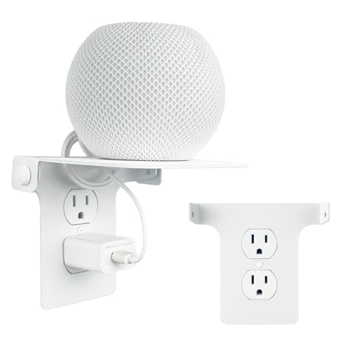 Roolaudk White Metal Outlet Shelf Wall Holder with Cable Management - Pack of 1