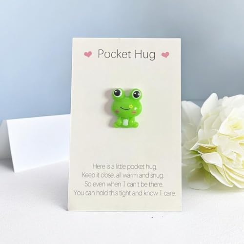 Pocket Hug Frog Token with Encouragement Greeting Card