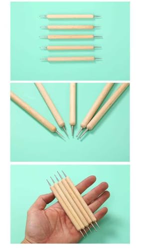 TayloHil 5-Piece Nail Art Dotting Pen Set - Double-Ended Wooden Tools