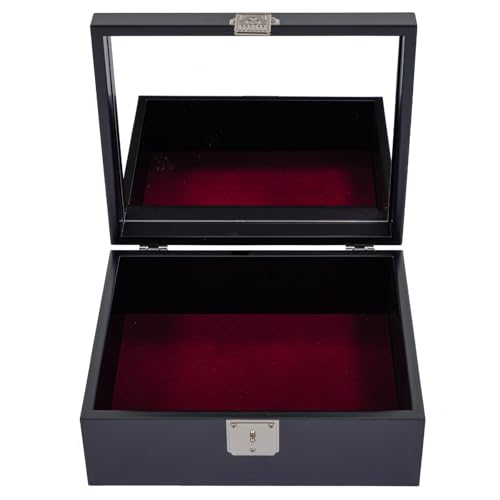 February Mountain Korean Mother of Pearl Crane Jewelry Box - Handmade Lacquer Keepsake with Mirror - Elegant Gift for Women & Men