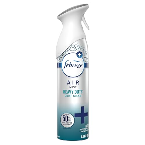 Febreze Air Mist, Air Freshener Spray, Odor Fighting Room Spray, Deodorizer for Home Bathroom Kitchen Office Apartment Dorm Room Classroom, Heavy Duty Crisp Clean Scent, 8.1oz, (Pack of 6)