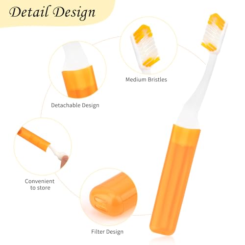 Travel Toothbrush 4 Pack - Folding Soft Mini Toothbrush Set with Case