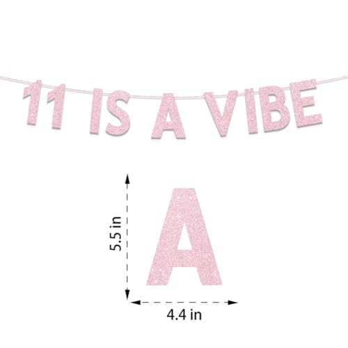 Rose Gold Glitter 11th Birthday Banner for Girls - Party Decorations & Supplies