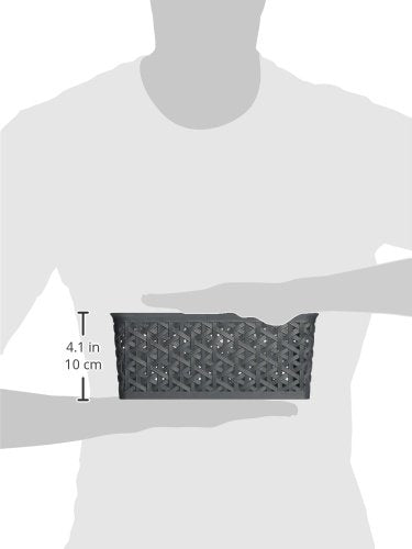 Whitmor Small Resin Woven Storage Tote, Silver, 9.76" x 7.8" x 3.94"