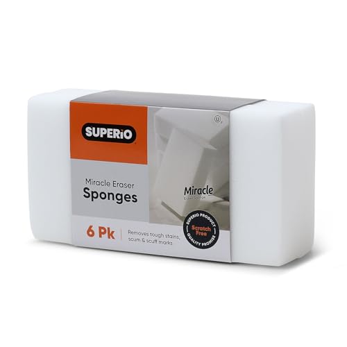 Superio Miracle Eraser Sponges - 6 Count - Multi-Surface Cleaning