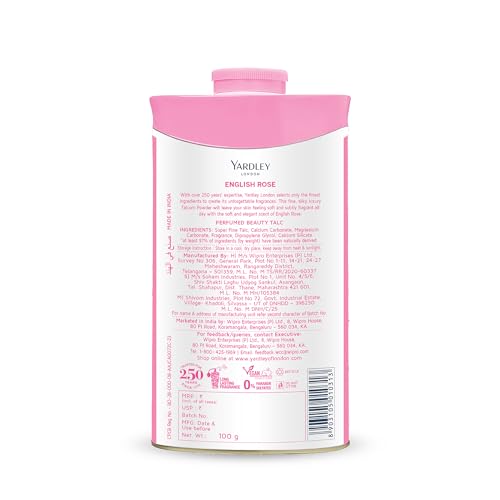 Yardley London English Rose Perfumed Deodorizing Talcum Powder 100g