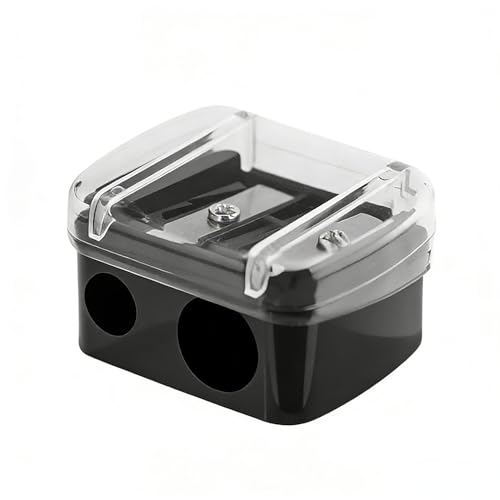 Dual Hole Makeup Pencil Sharpener with Cover and Shaving Catcher